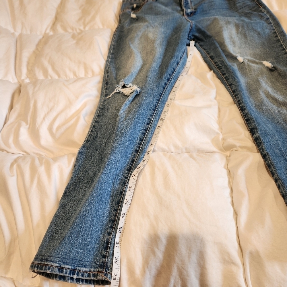Vintage America Button Fly Jeans Women’s Size 32 Distressed Fringe Cuff Convert - Picture 4 of 16